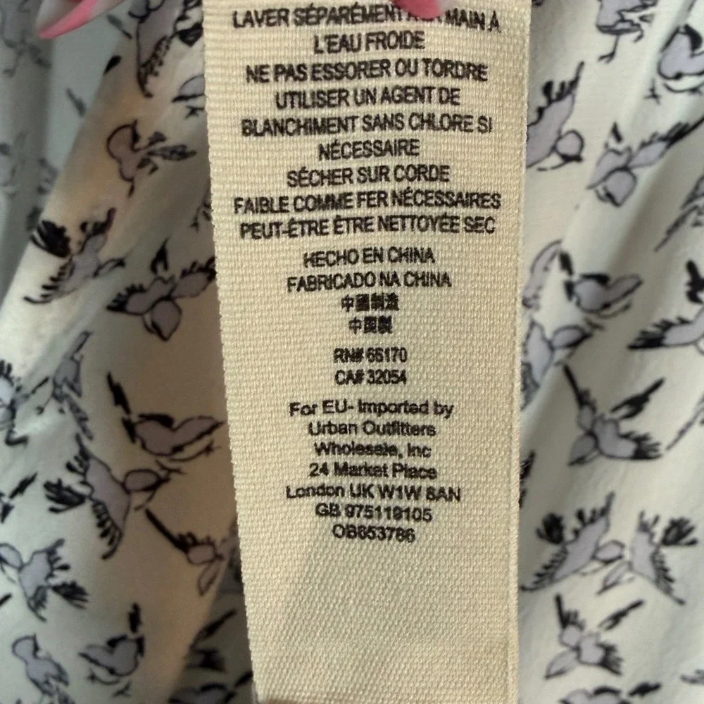 FREE PEOPLE Walk Me Home Maxi Dress, Black Bird Print, Button Down, Size 4